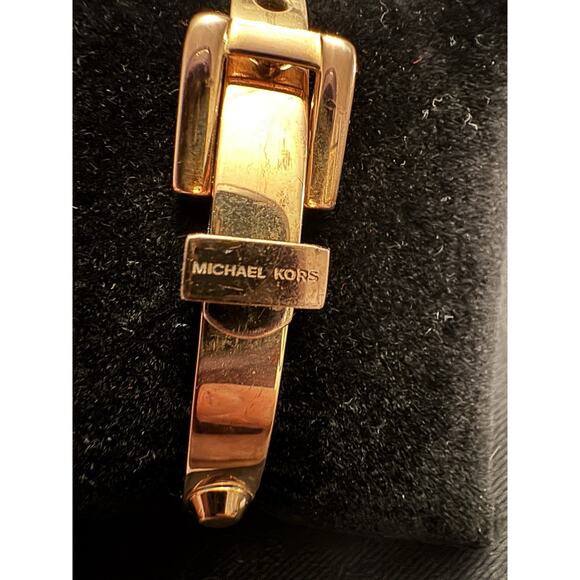 Michael Kors Gold Tone Studded Hinged Bangle Adjustable Sizes - Picture 3 of 7